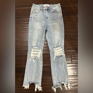 Lovervet by Vervet Kick Flare Distressed Light Blue Women's Jeans 26